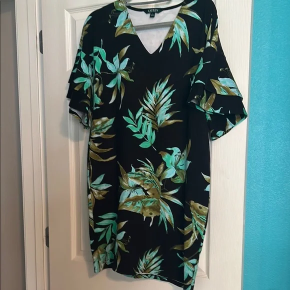 Ralph Lauren | Dresses | Ralph Lauren Black And Green Floral Mini Dress |  Poshmark